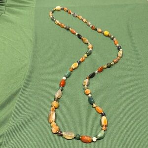 Colorful Boho Chic “Beggar’s Bead” Gemstone (Semi-precious polished) Necklace